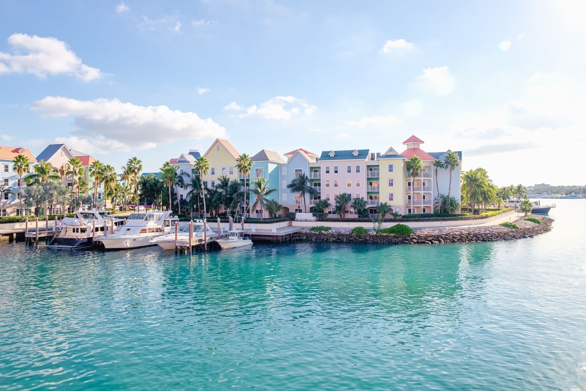 nassau bahamas colourful houses yacht charter