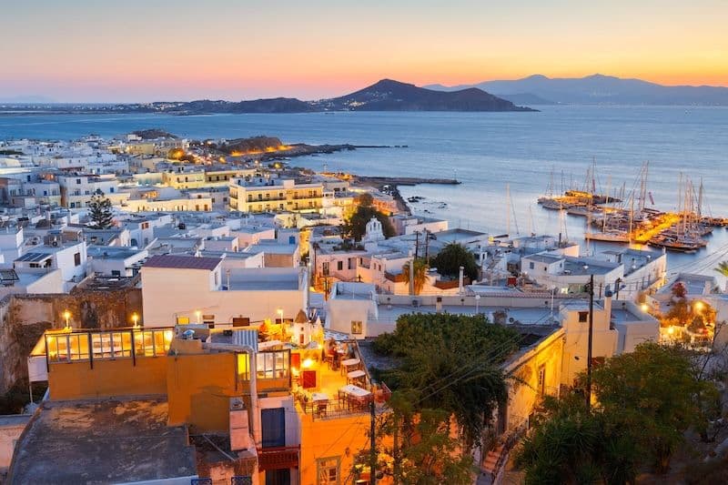 naxos sunset from castle