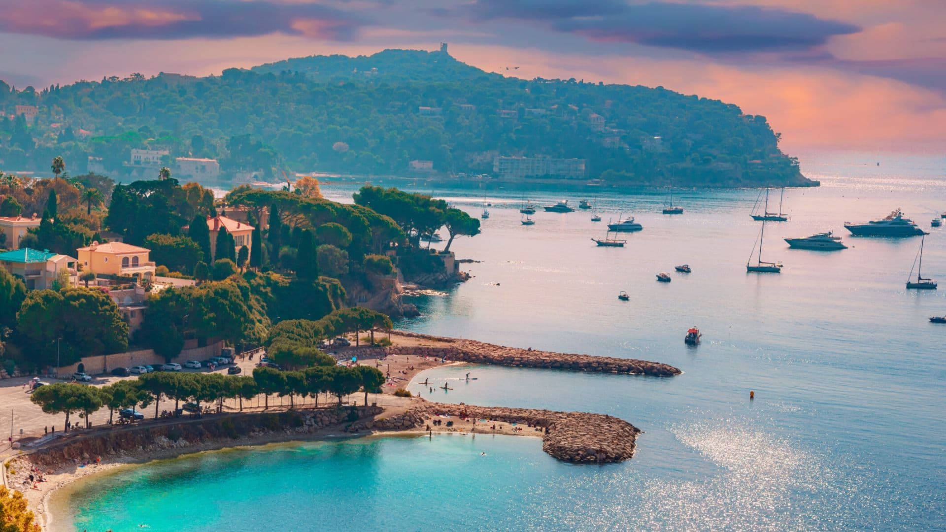 french riviera at sunset