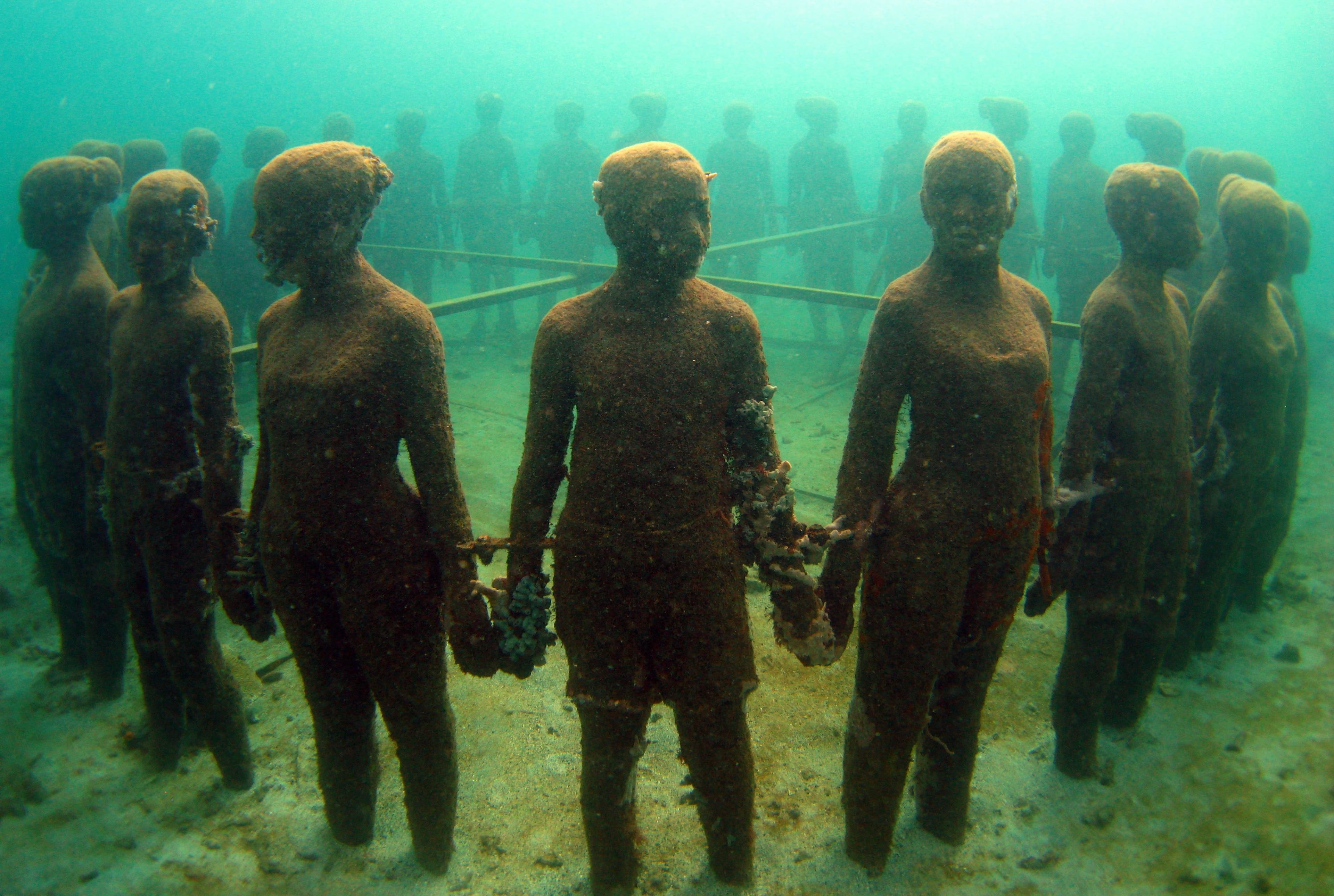 grenada underwater sculpture human figures ocean art