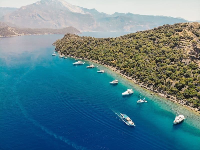 bodrum turkey boats near mountain