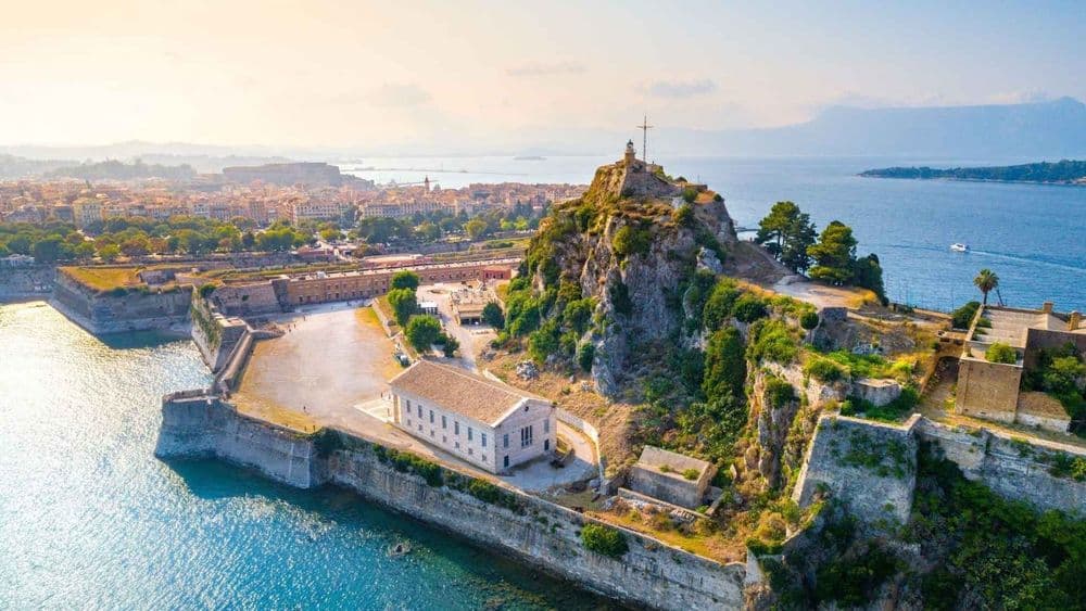 corfu old town church water