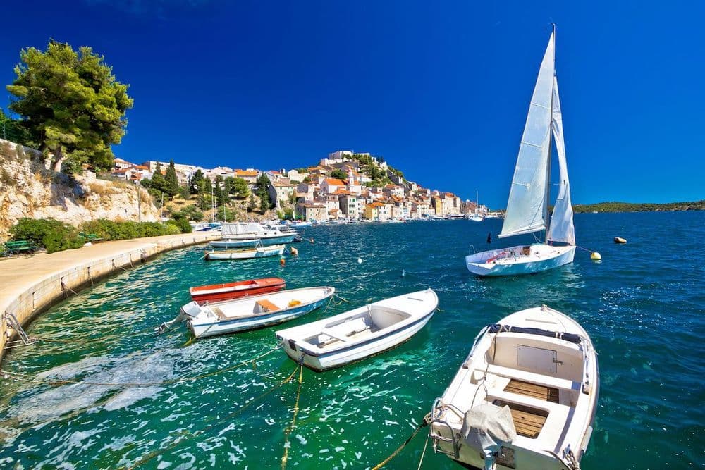 croatia sibenik quay boats moored