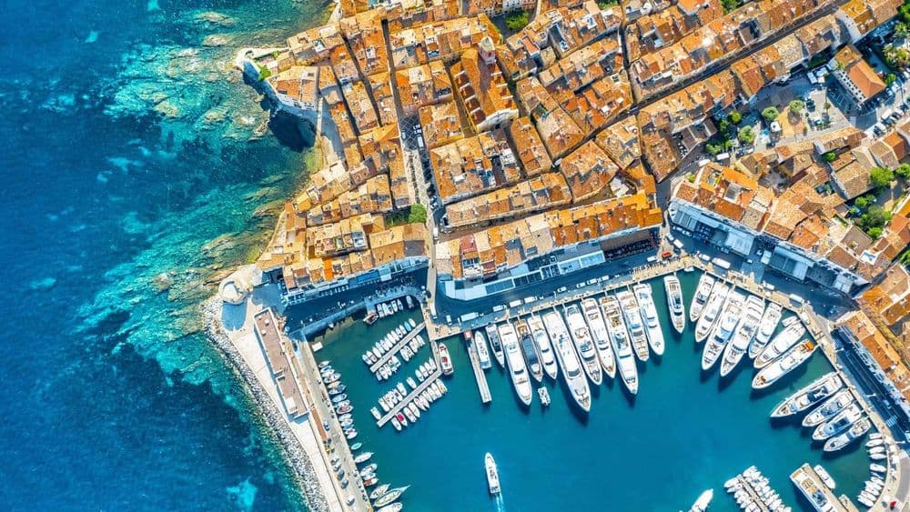 st tropez marina aerial view