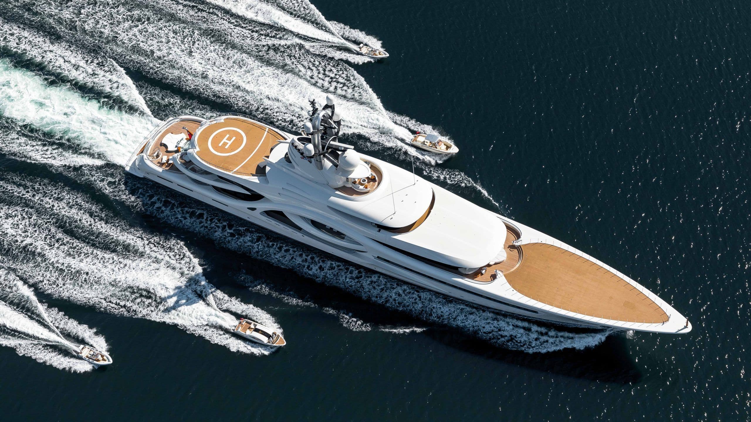superyacht with helipad