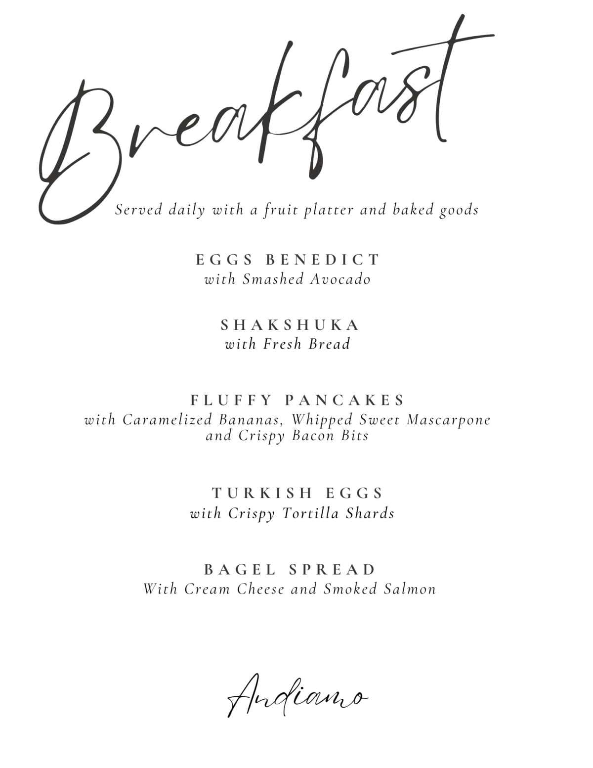 Sample menu image