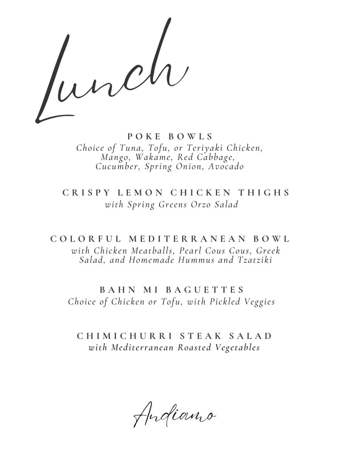 Sample menu image
