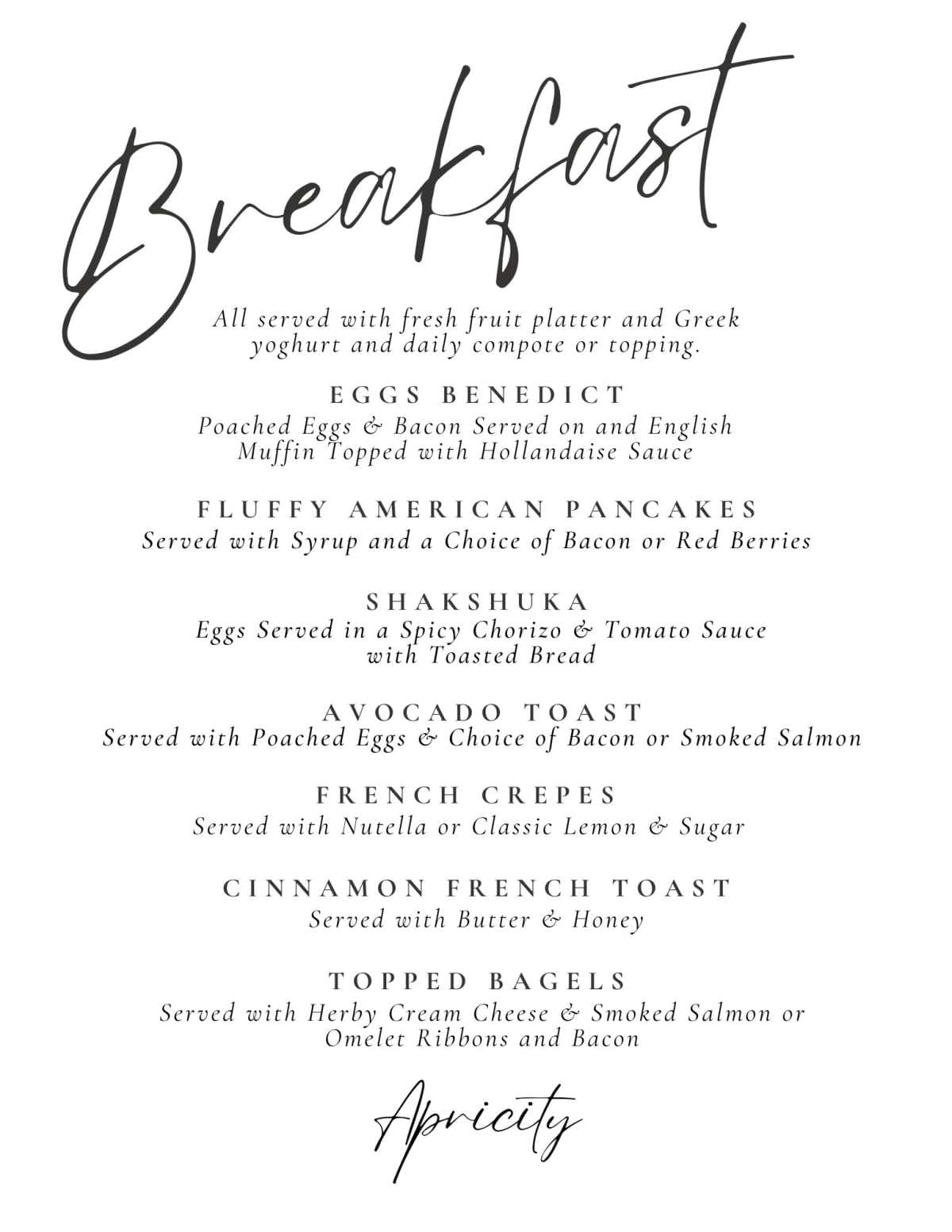 Sample menu image