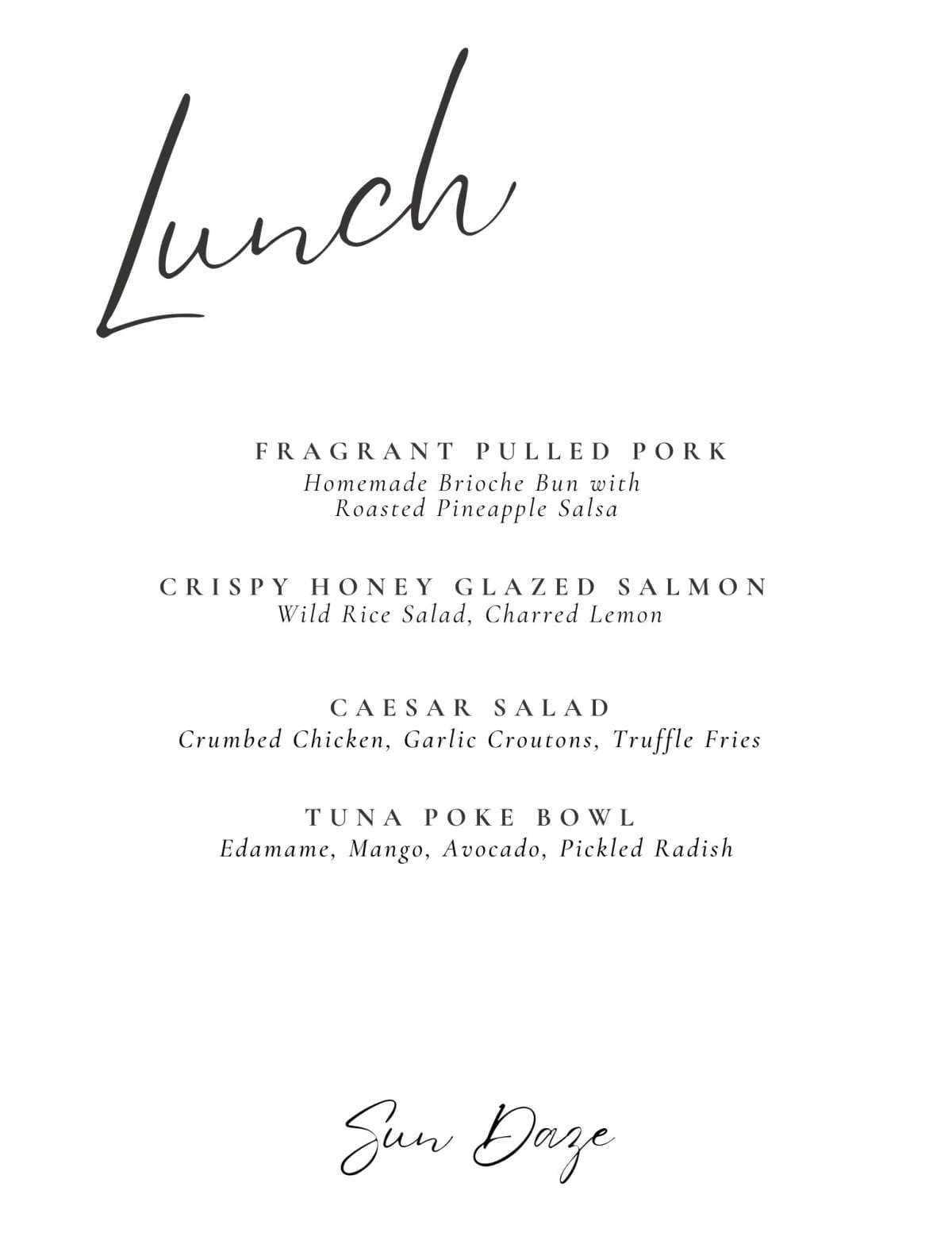 Sample menu image