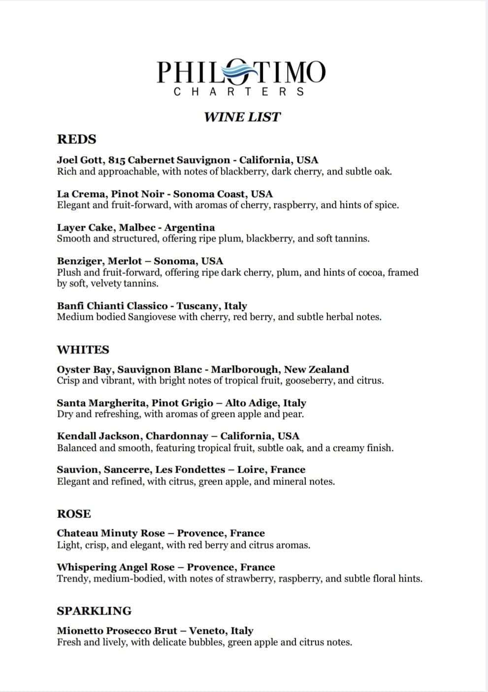 Sample menu image