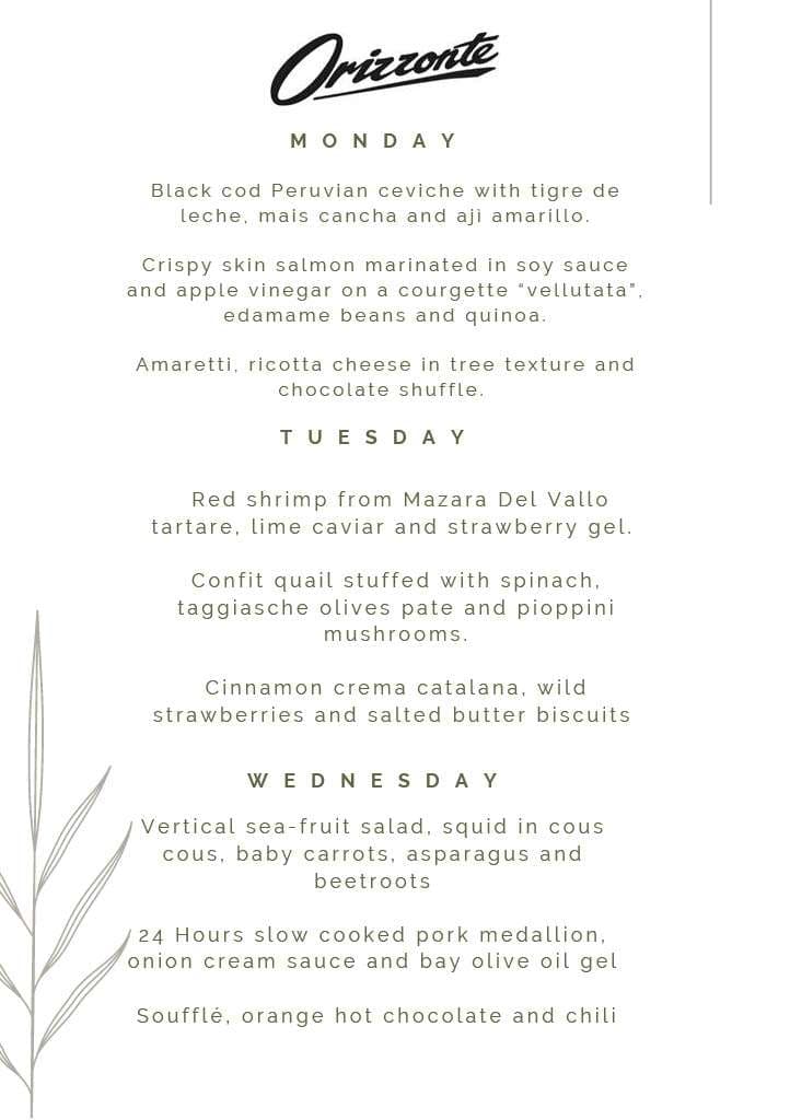 Sample menu image