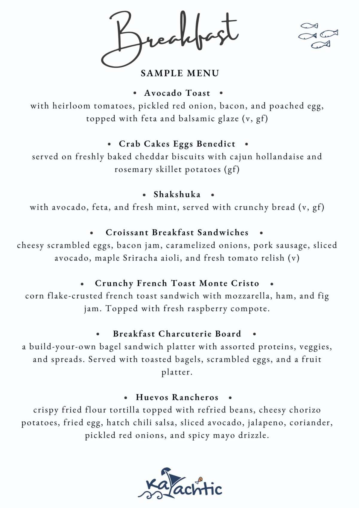 Sample menu image