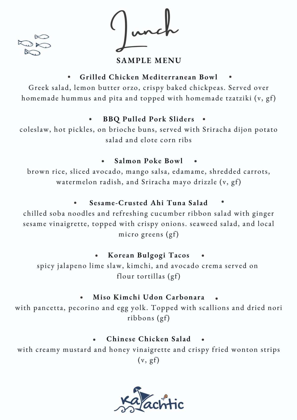 Sample menu image
