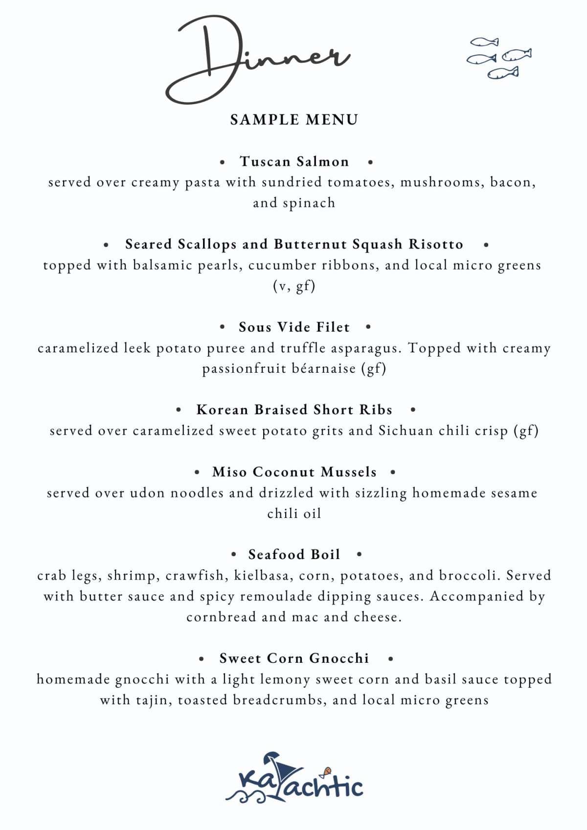 Sample menu image
