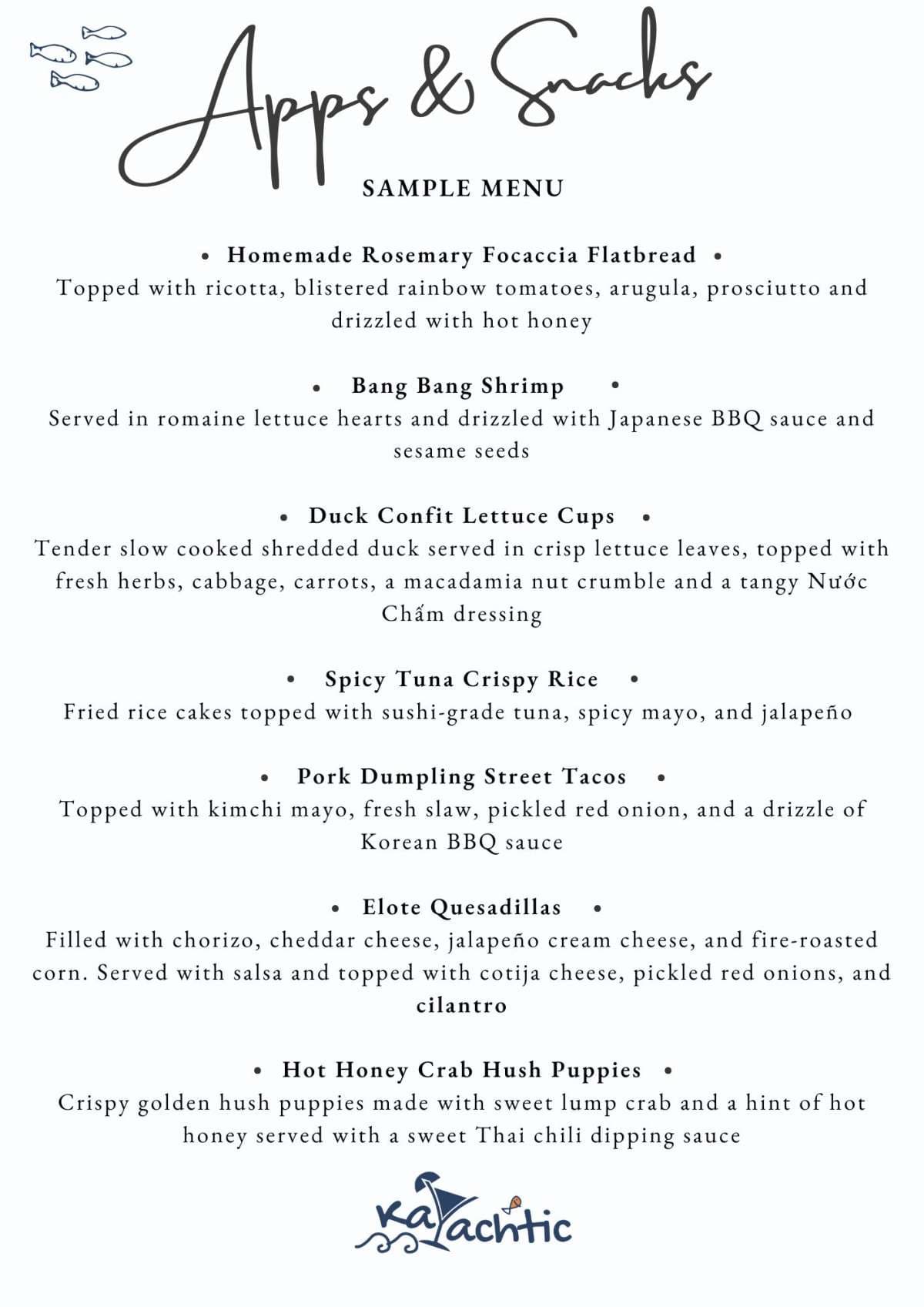 Sample menu image