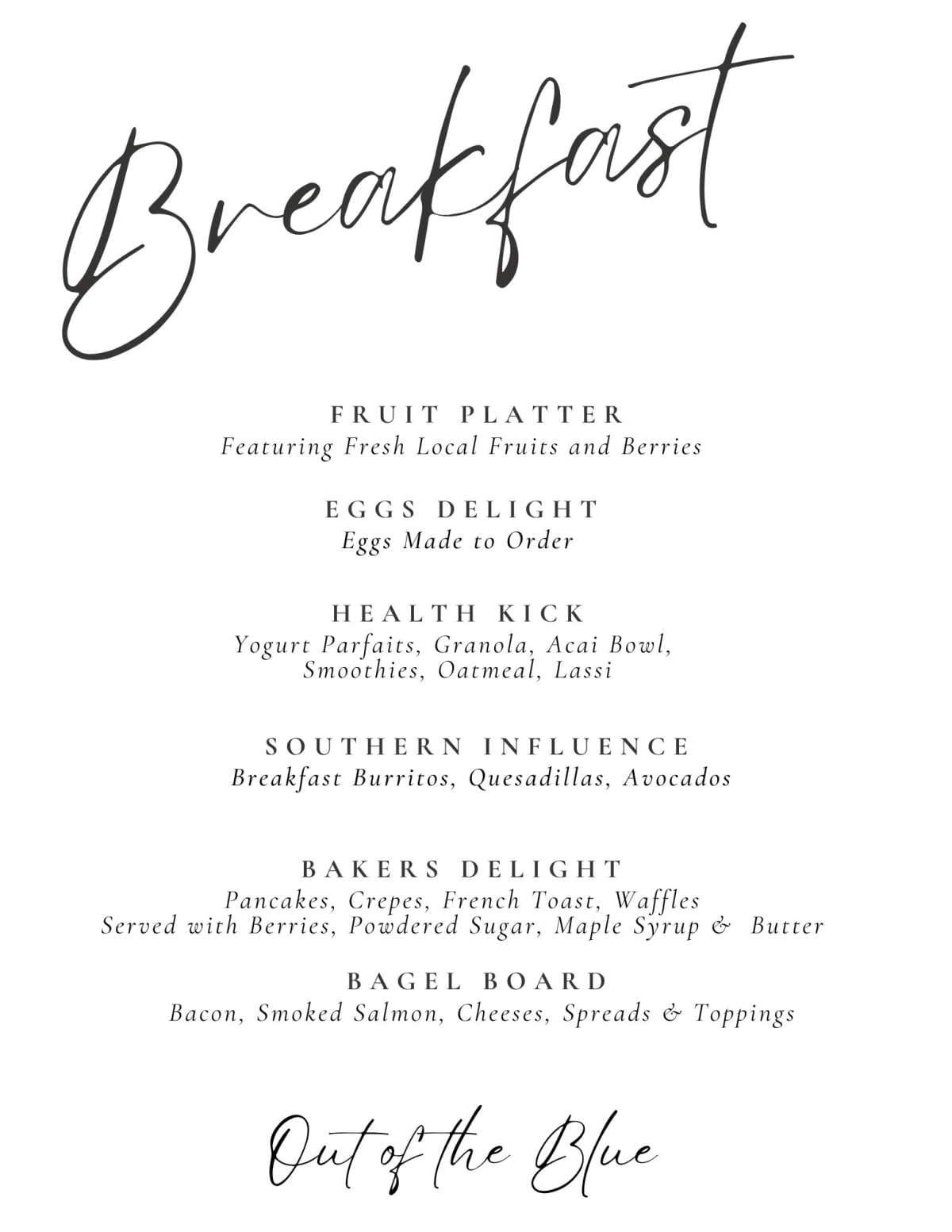 Sample menu image
