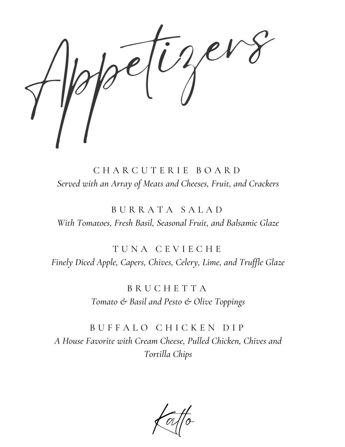 Sample menu image