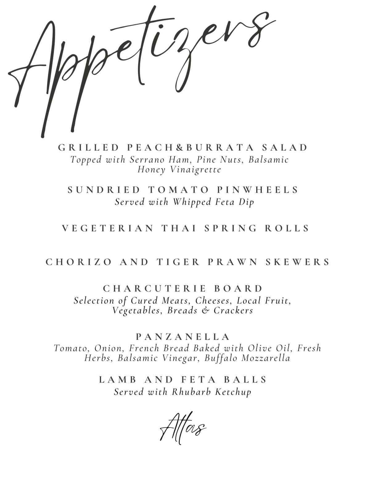 Sample menu image