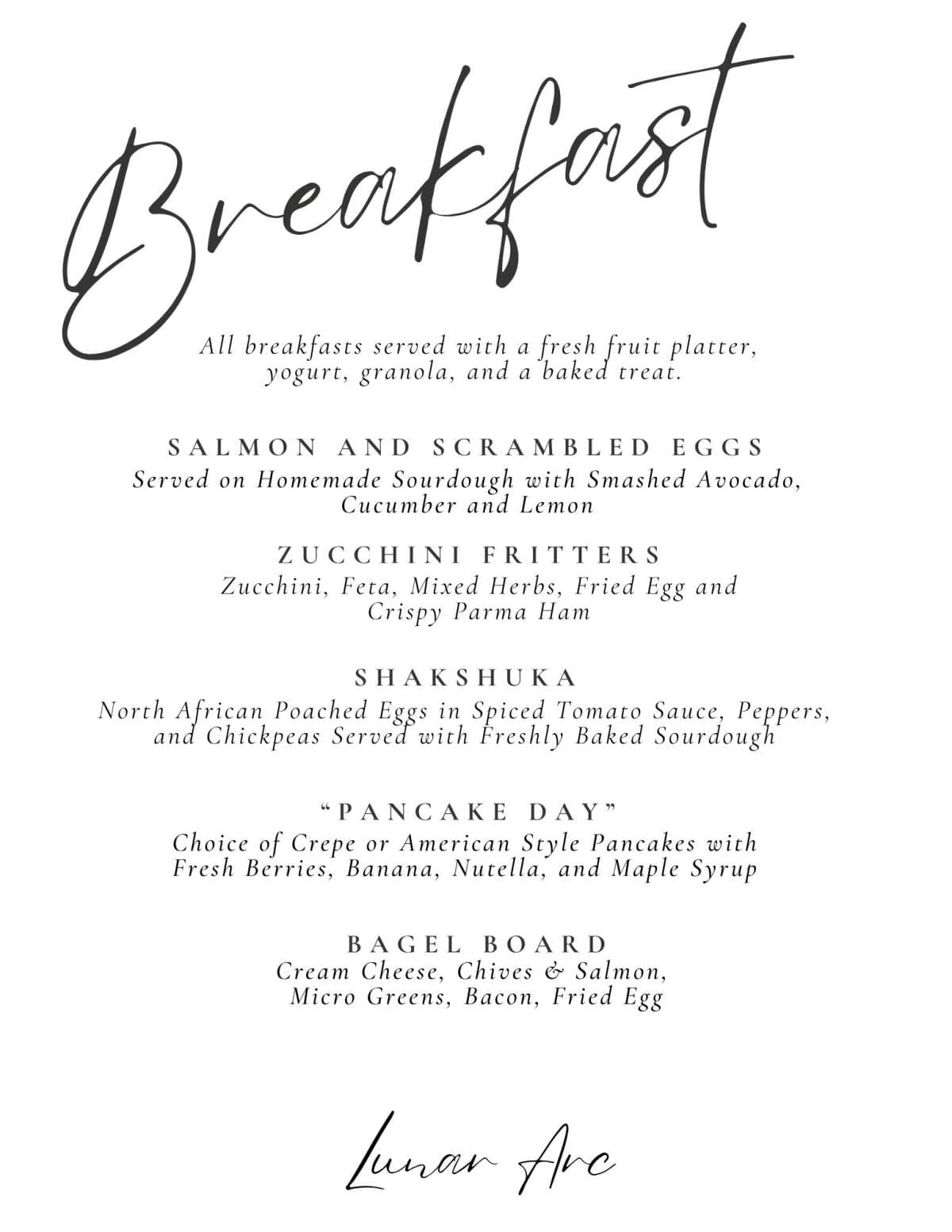 Sample menu image