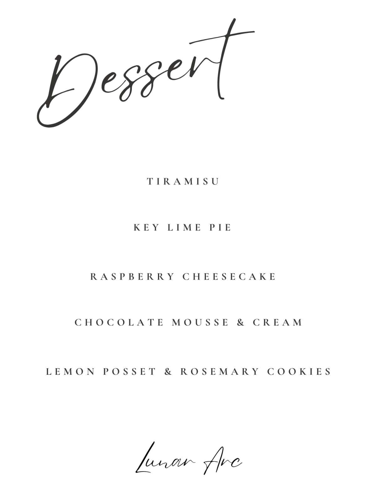 Sample menu image