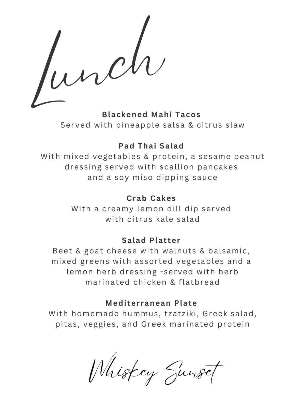 Sample menu image