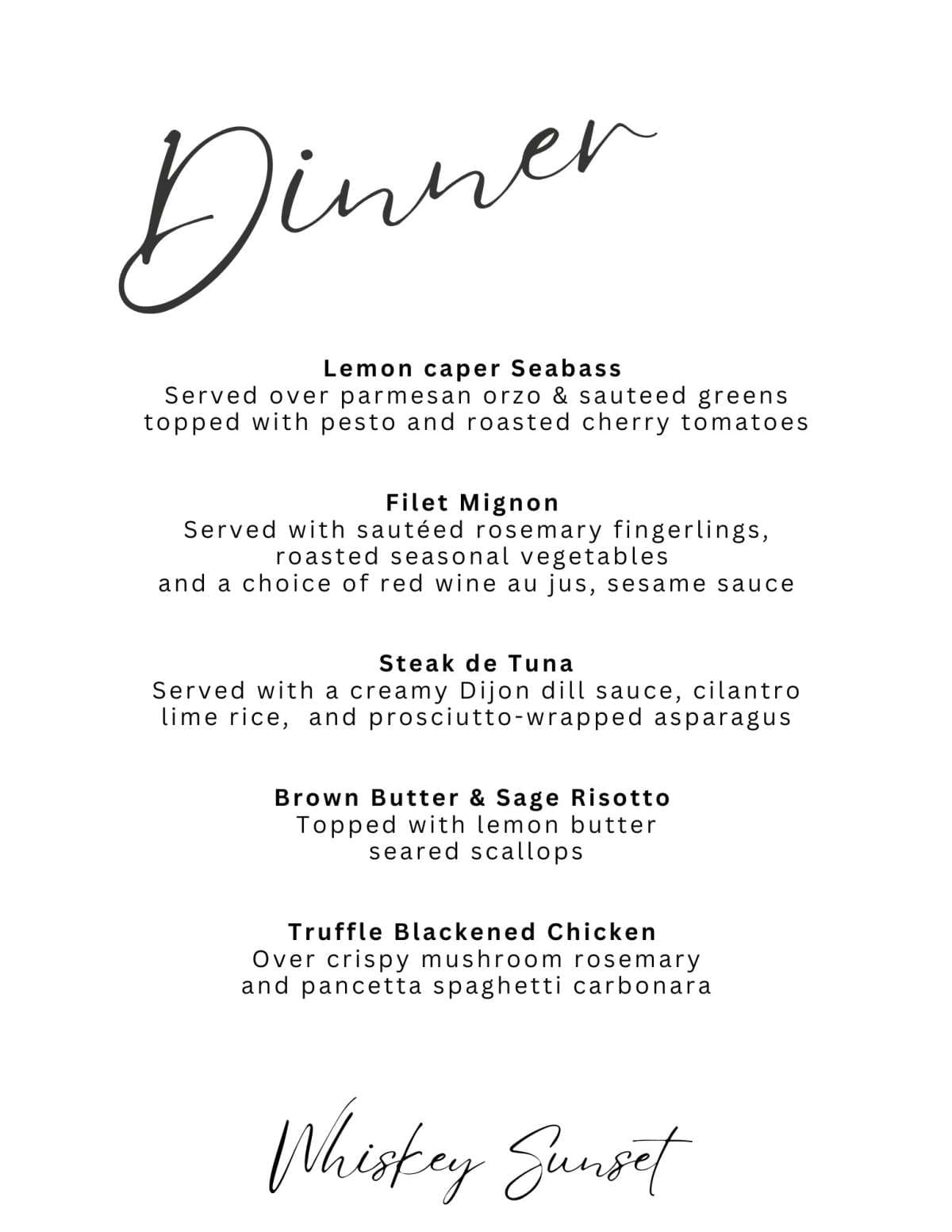 Sample menu image