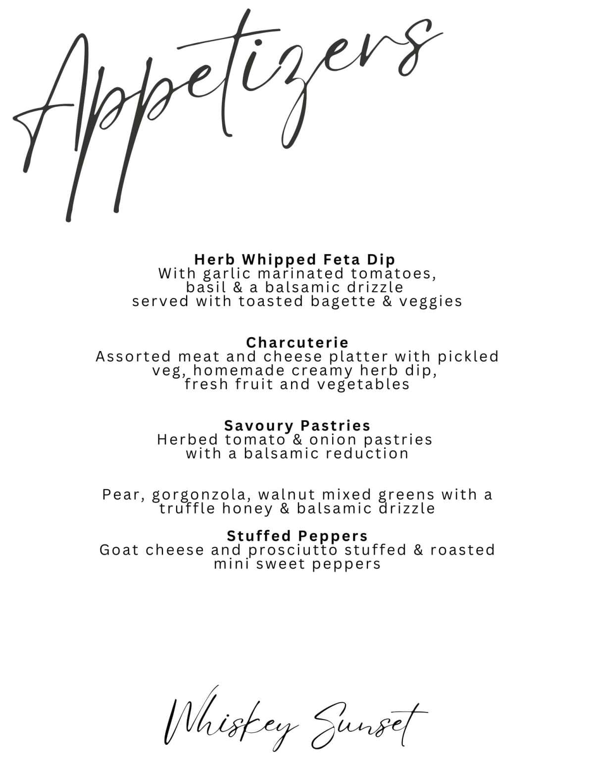 Sample menu image