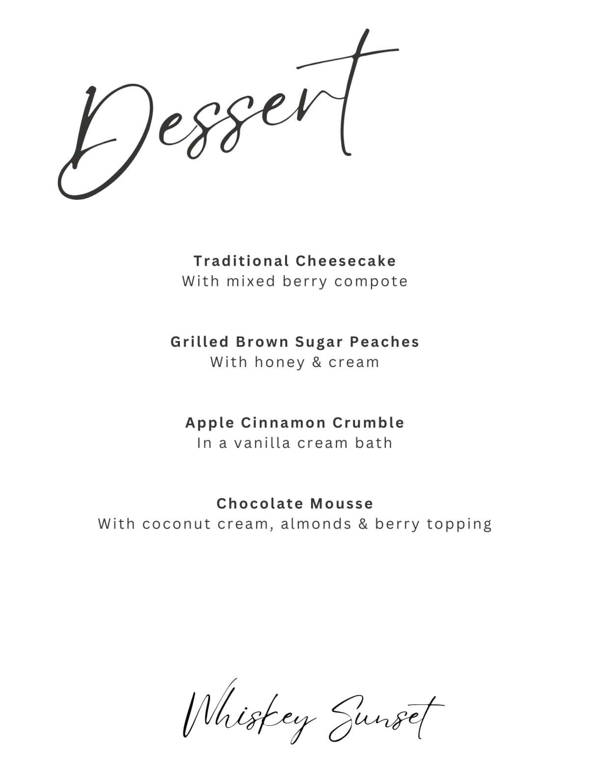 Sample menu image