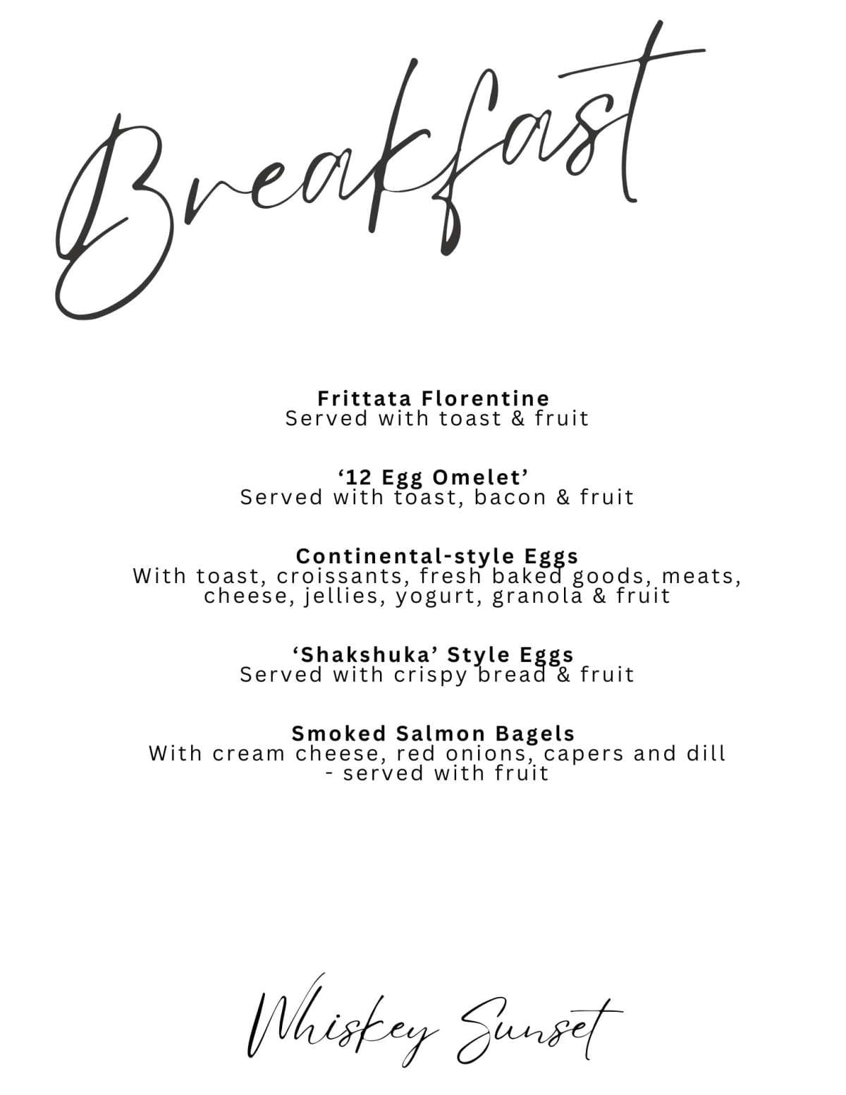 Sample menu image