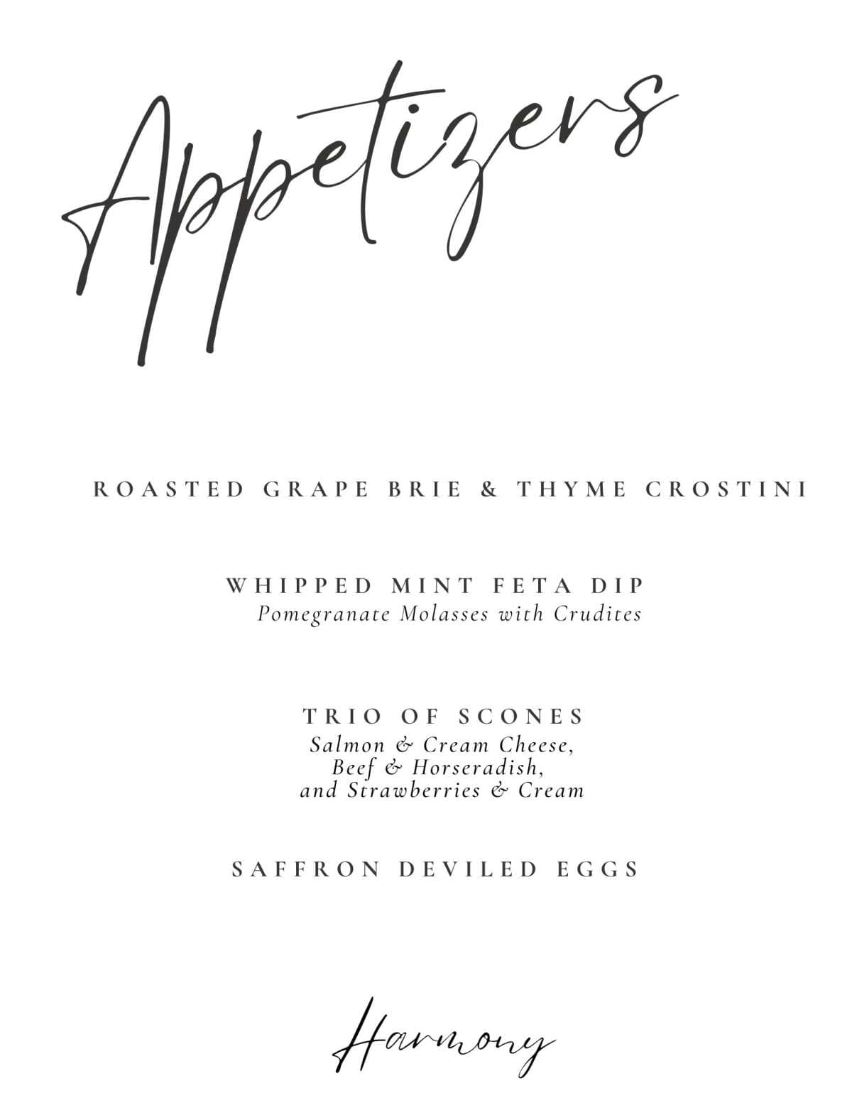 Sample menu image