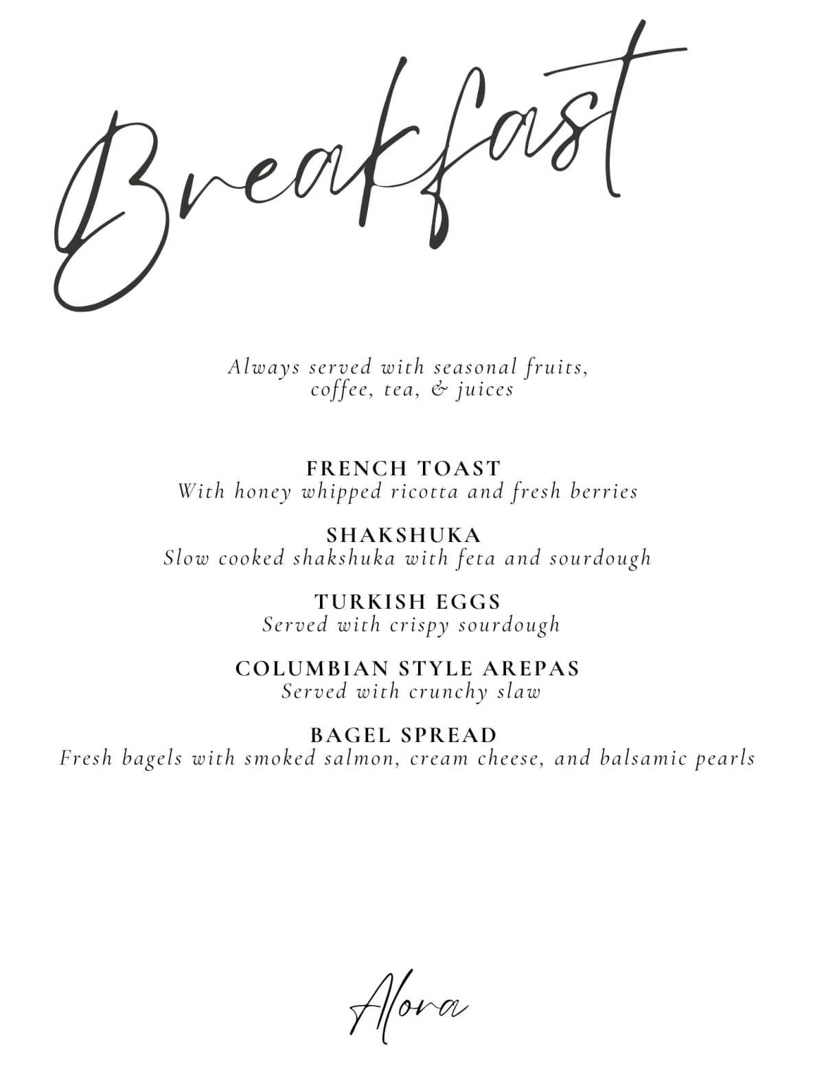 Sample menu image
