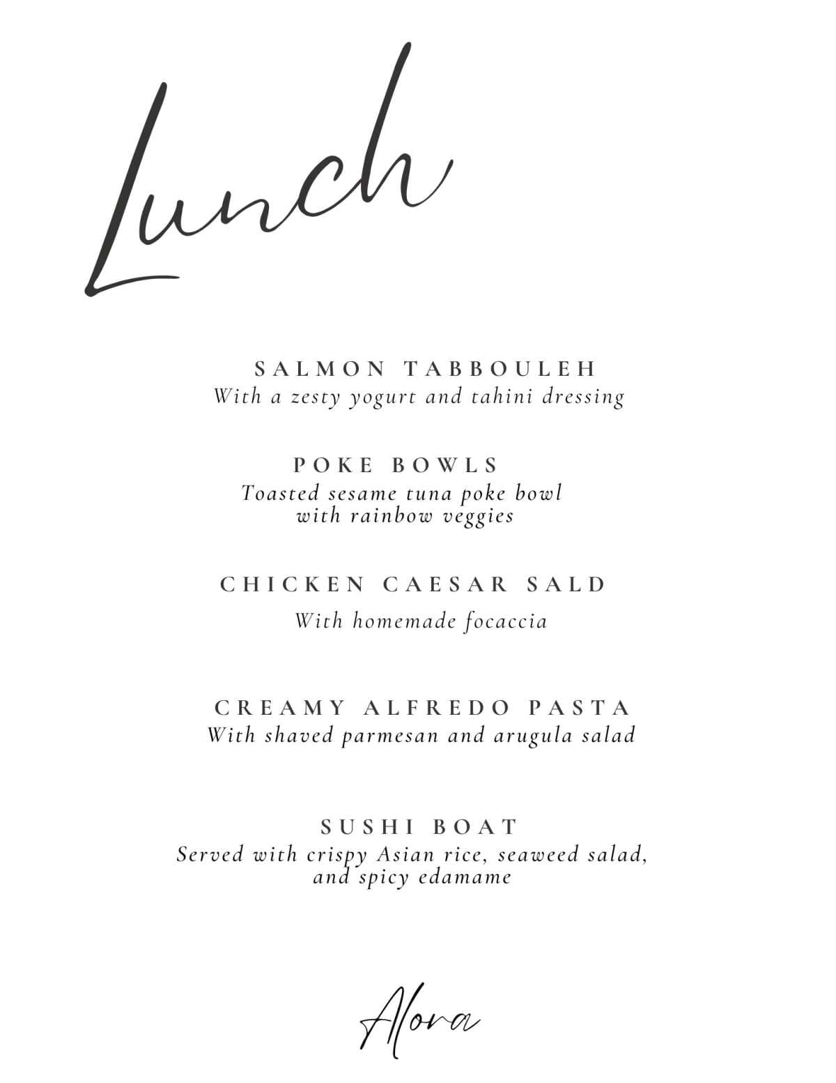 Sample menu image