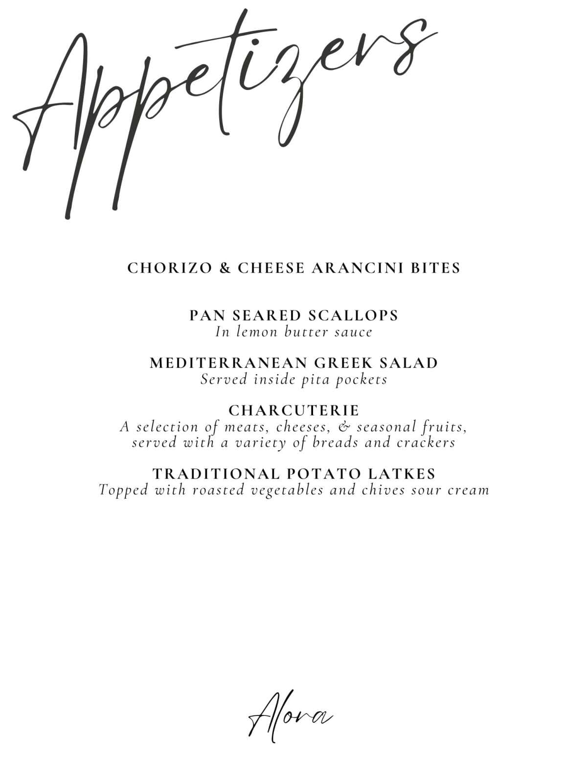 Sample menu image