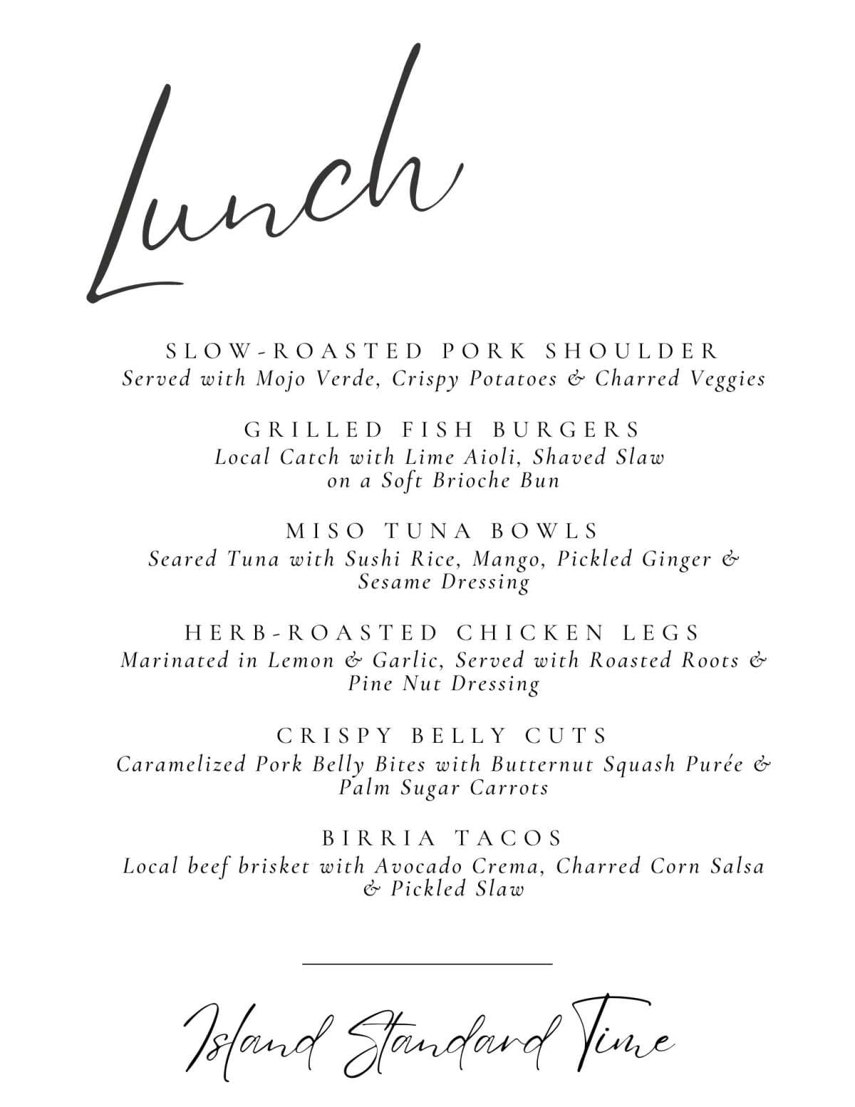 Sample menu image