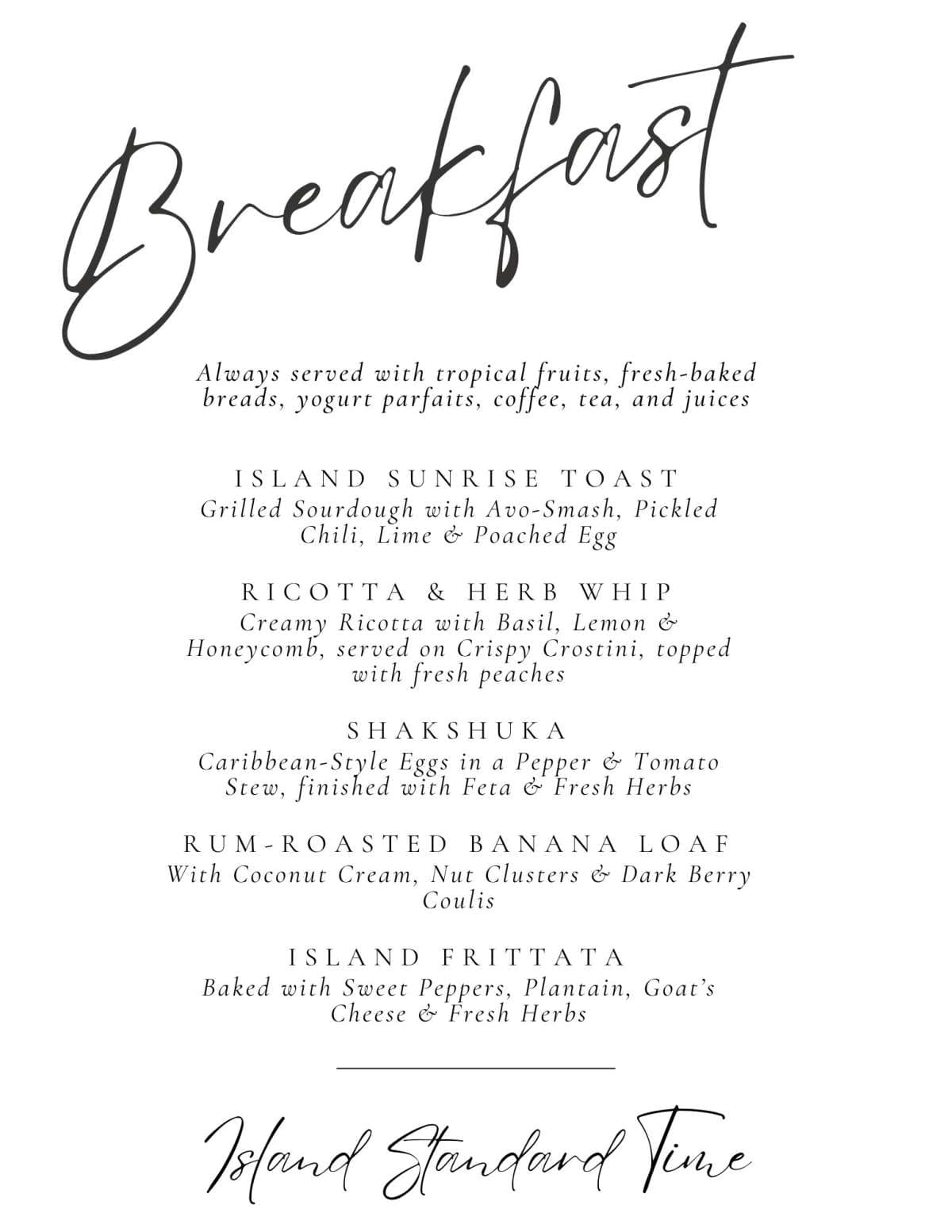 Sample menu image