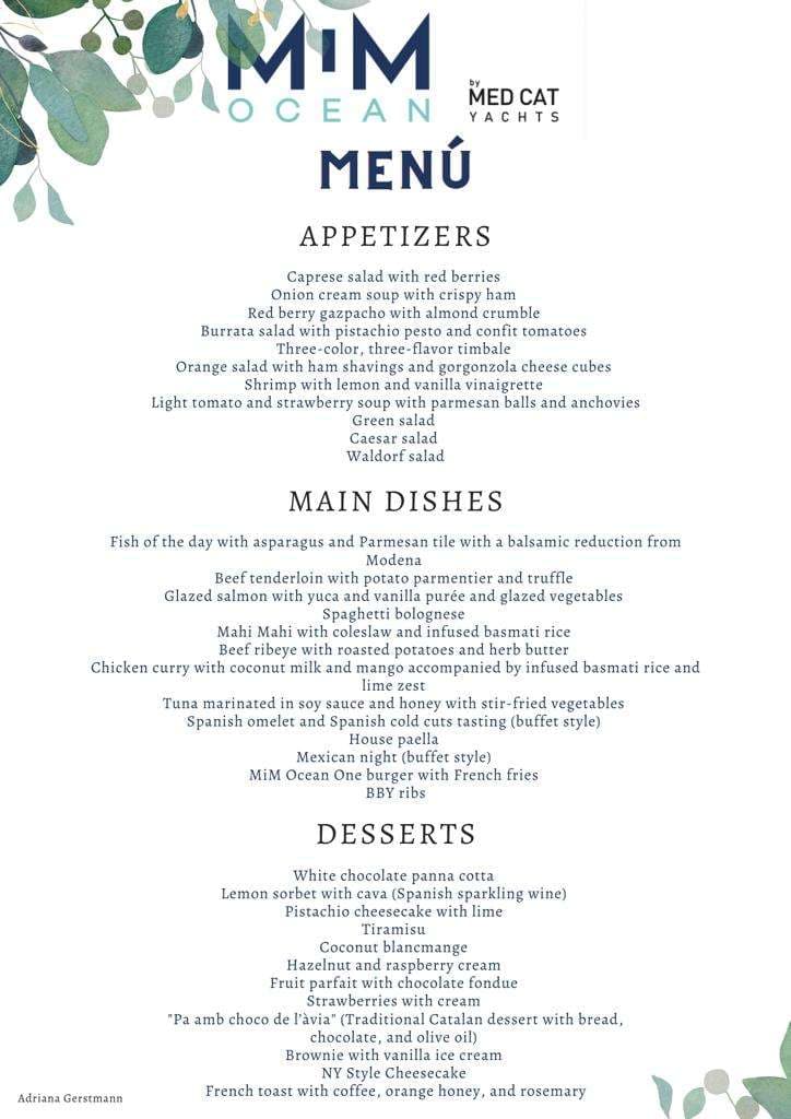 Sample menu image