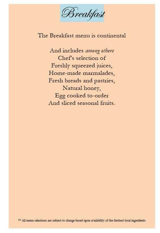 Sample menu image
