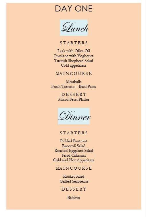 Sample menu image