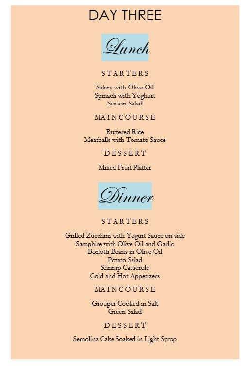 Sample menu image