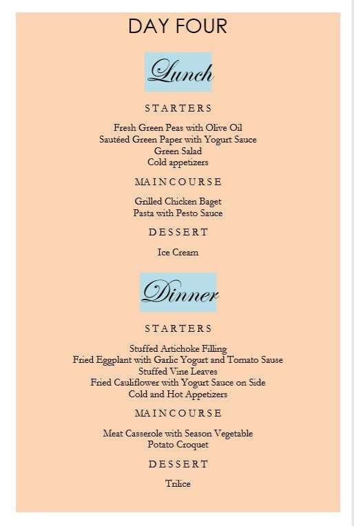 Sample menu image