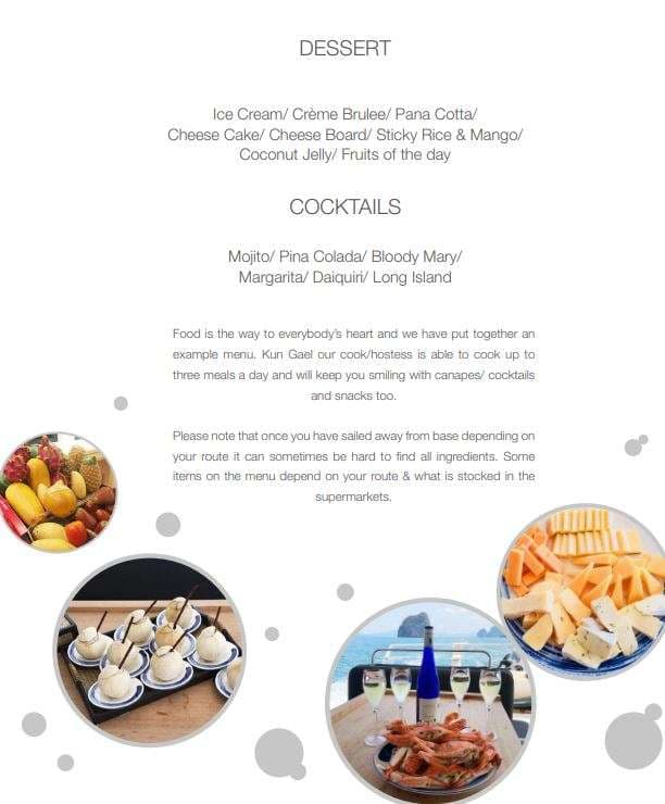 Sample menu image
