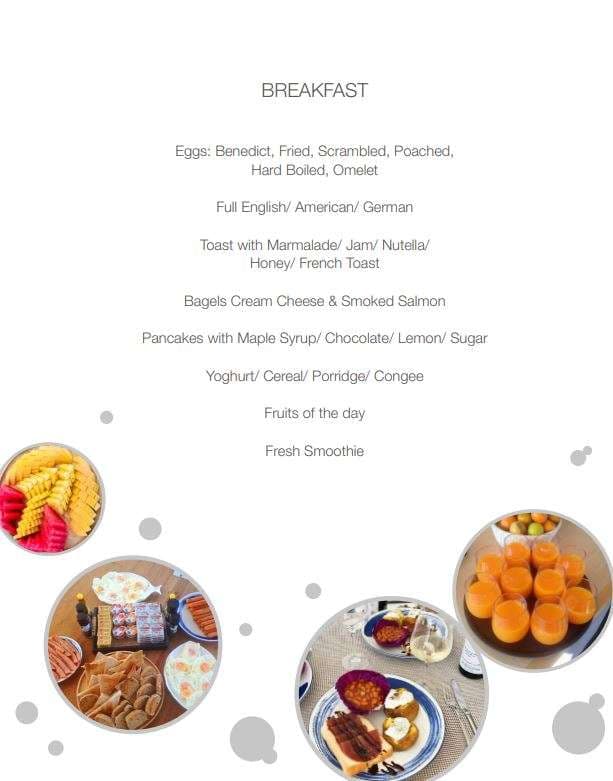 Sample menu image