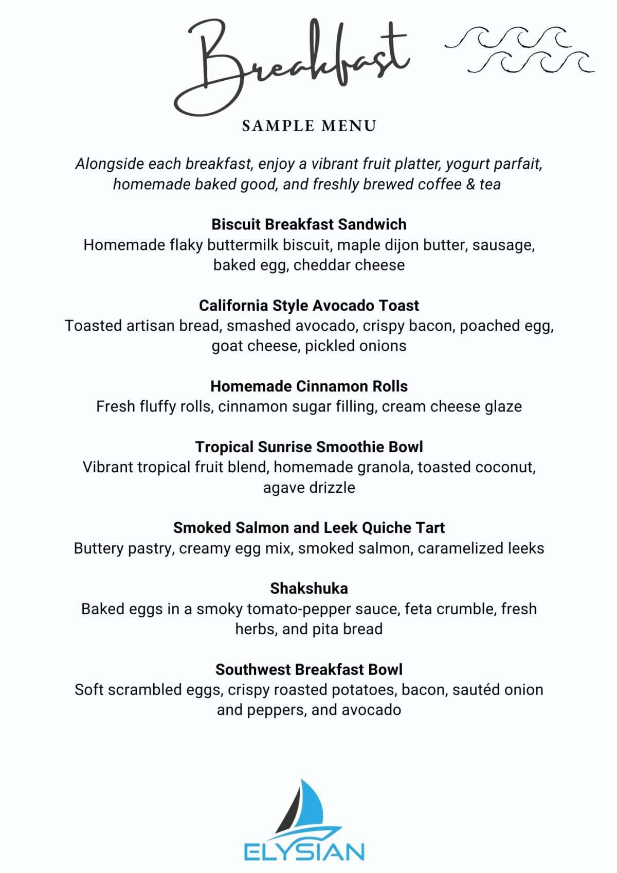 Sample menu image