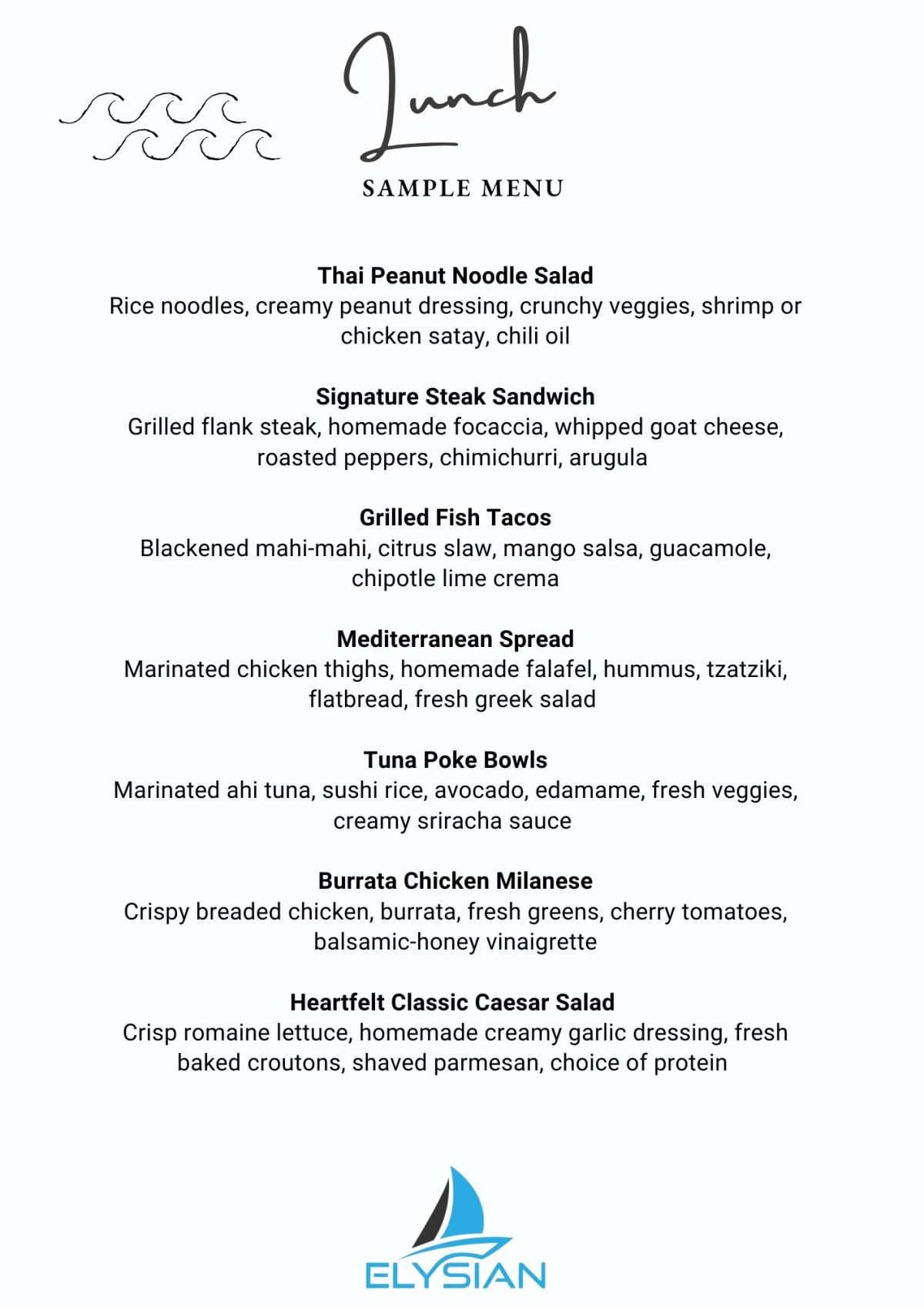 Sample menu image
