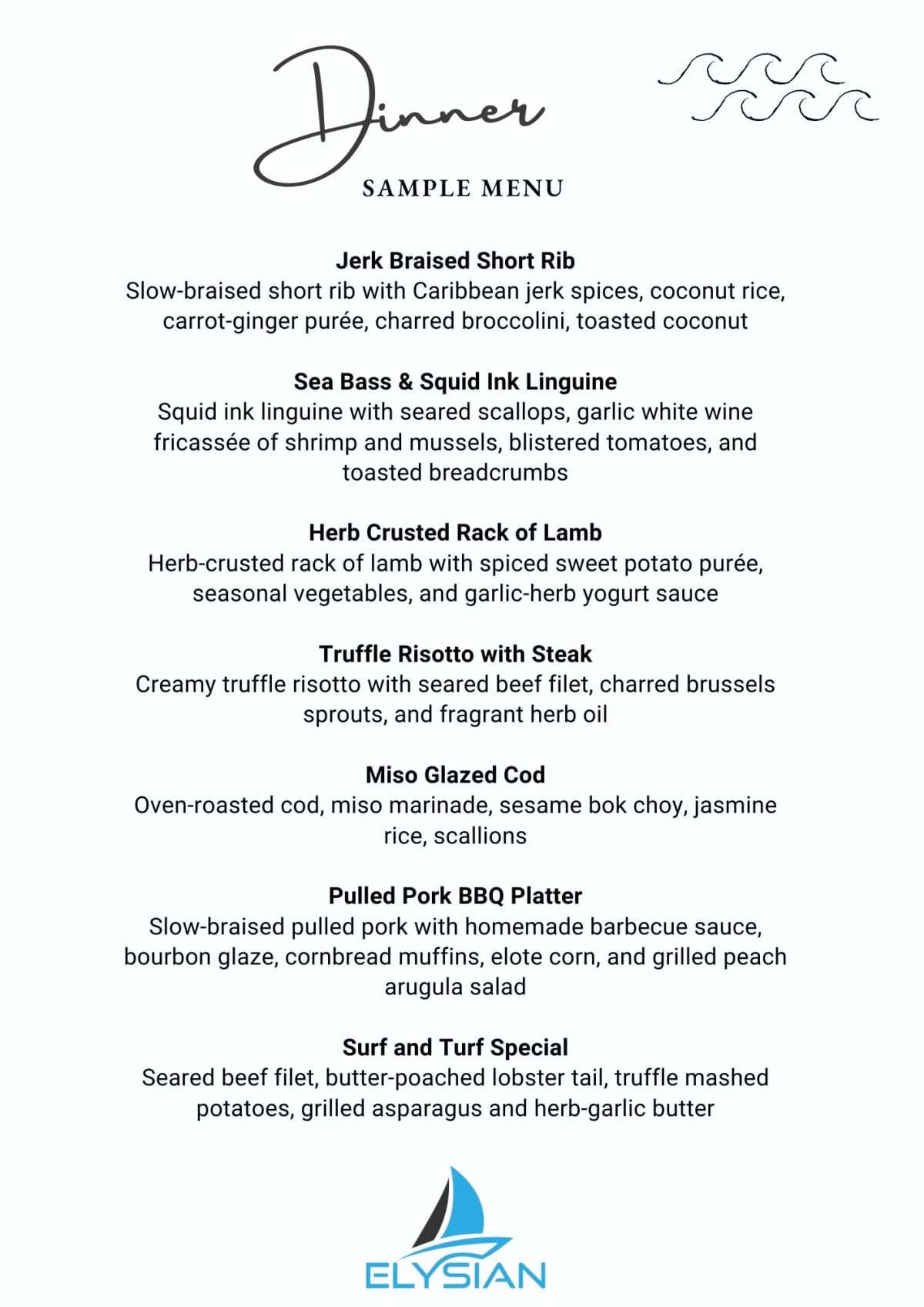 Sample menu image