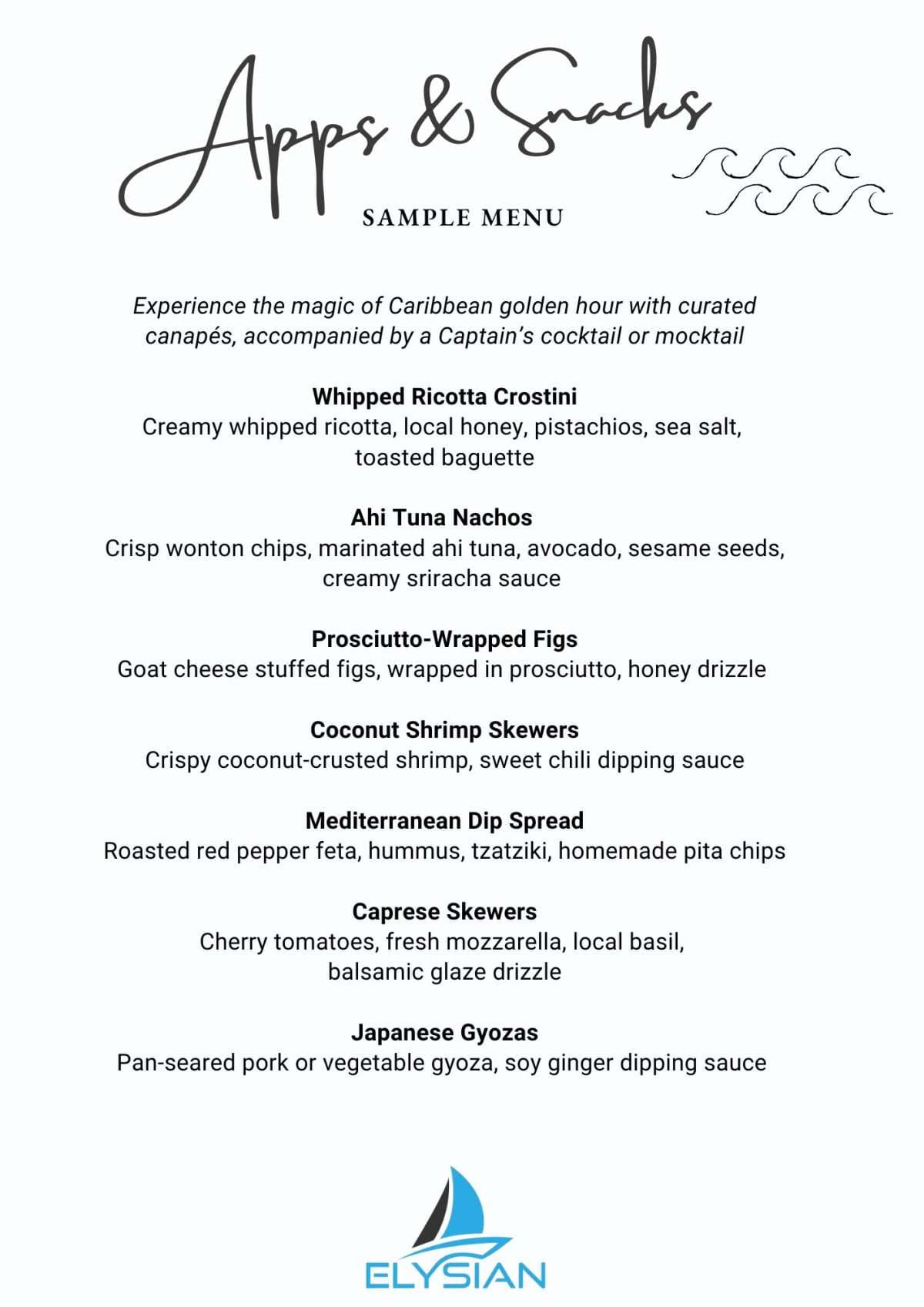 Sample menu image