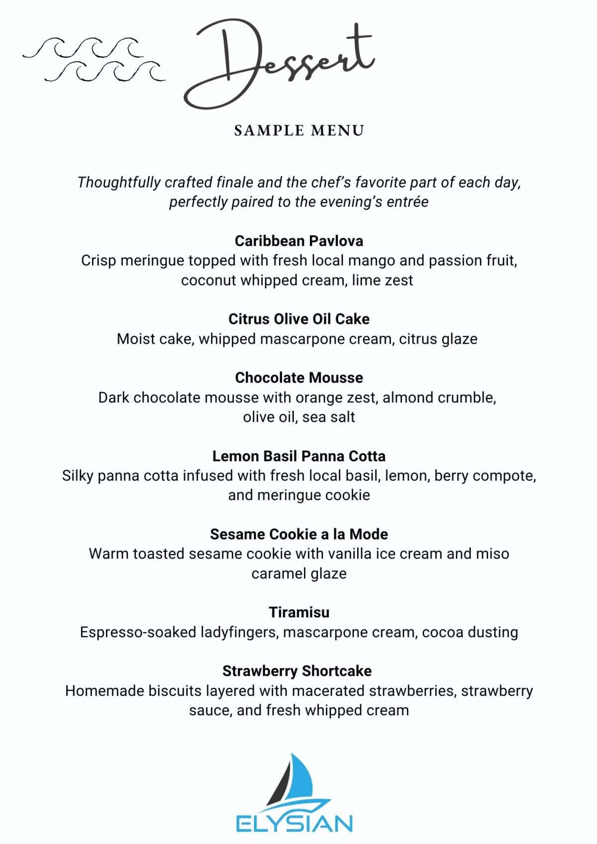 Sample menu image
