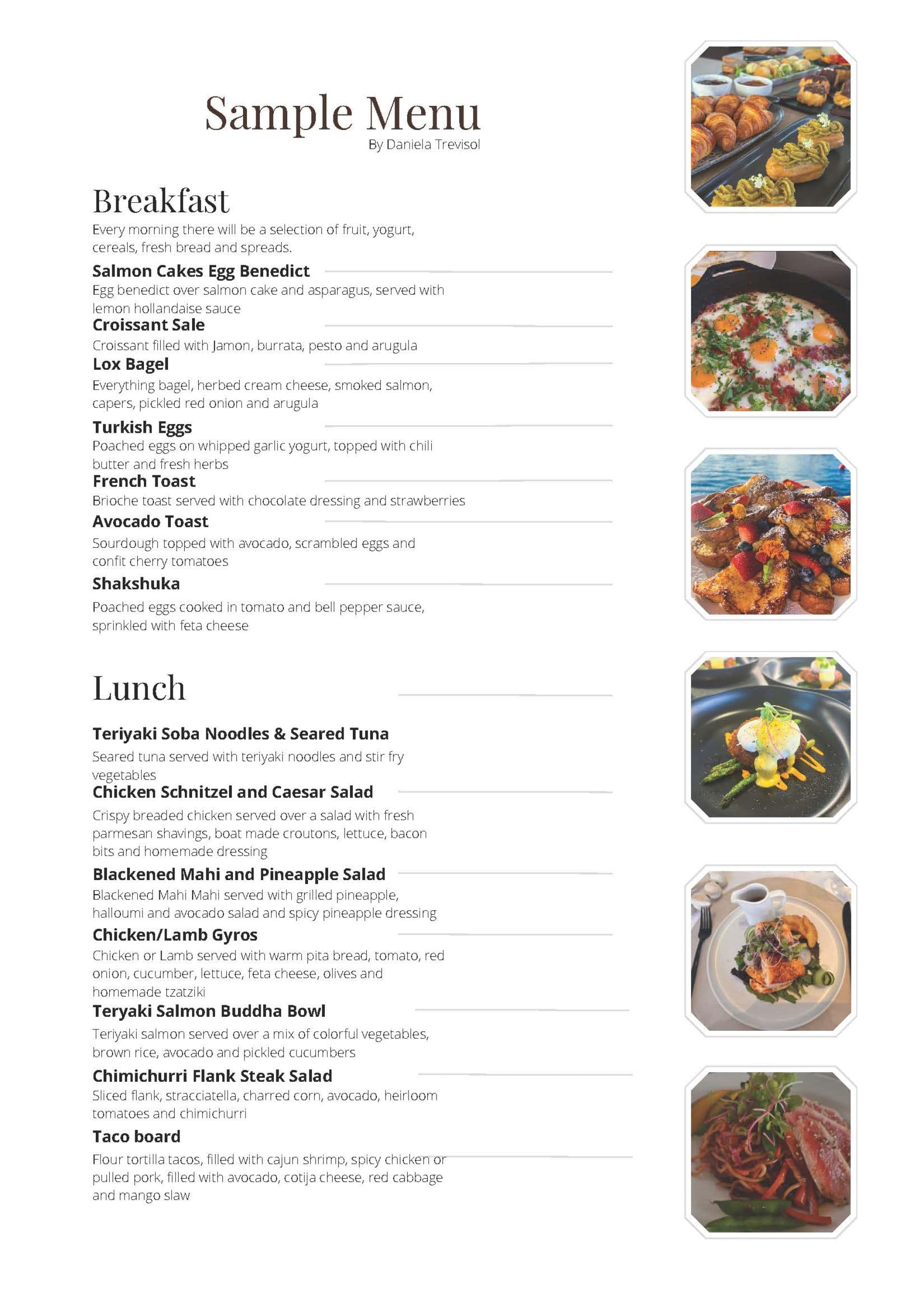Sample menu image