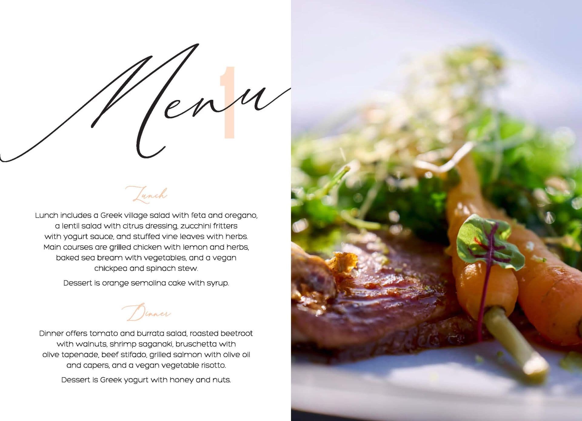 Sample menu image