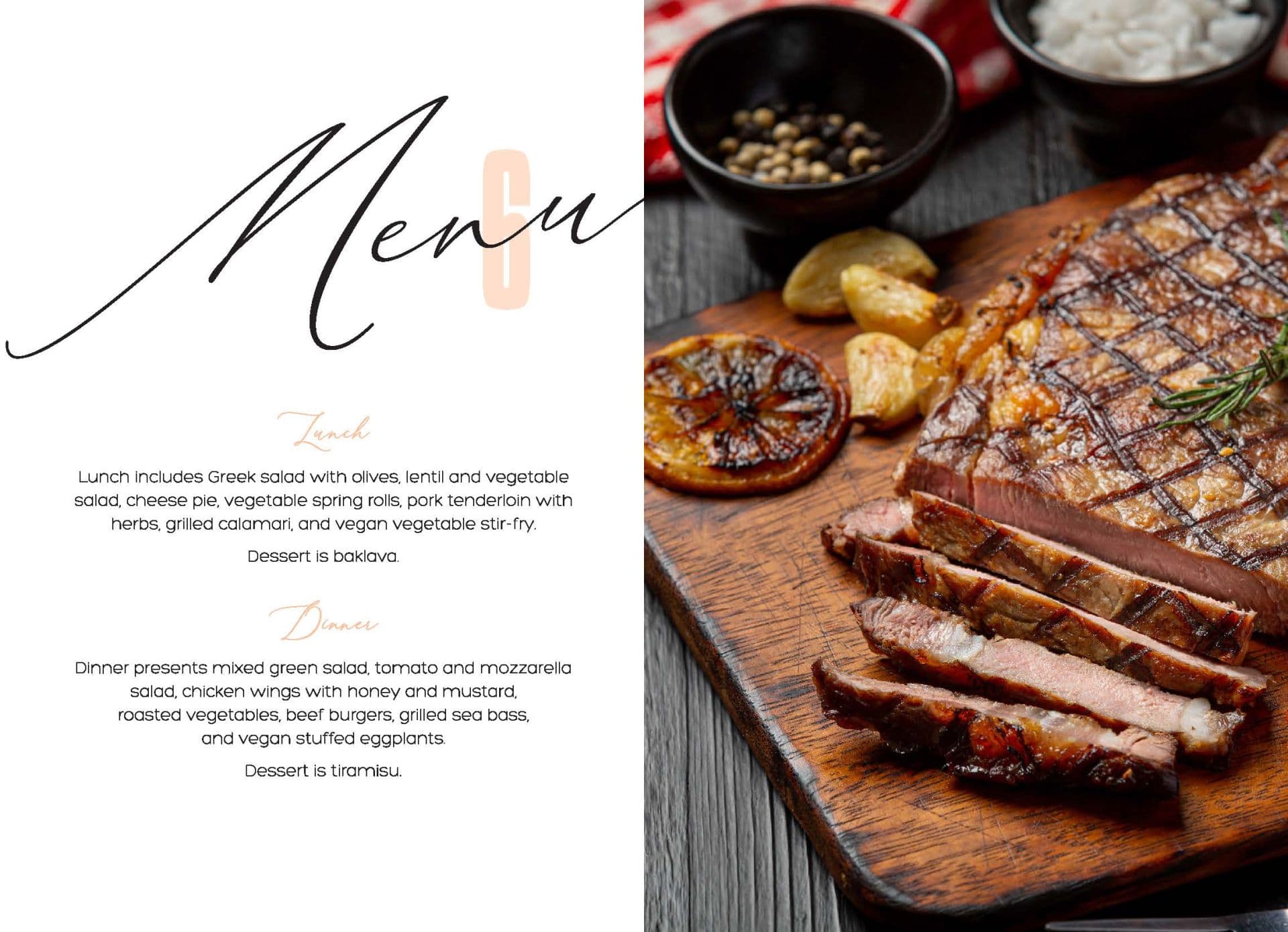 Sample menu image